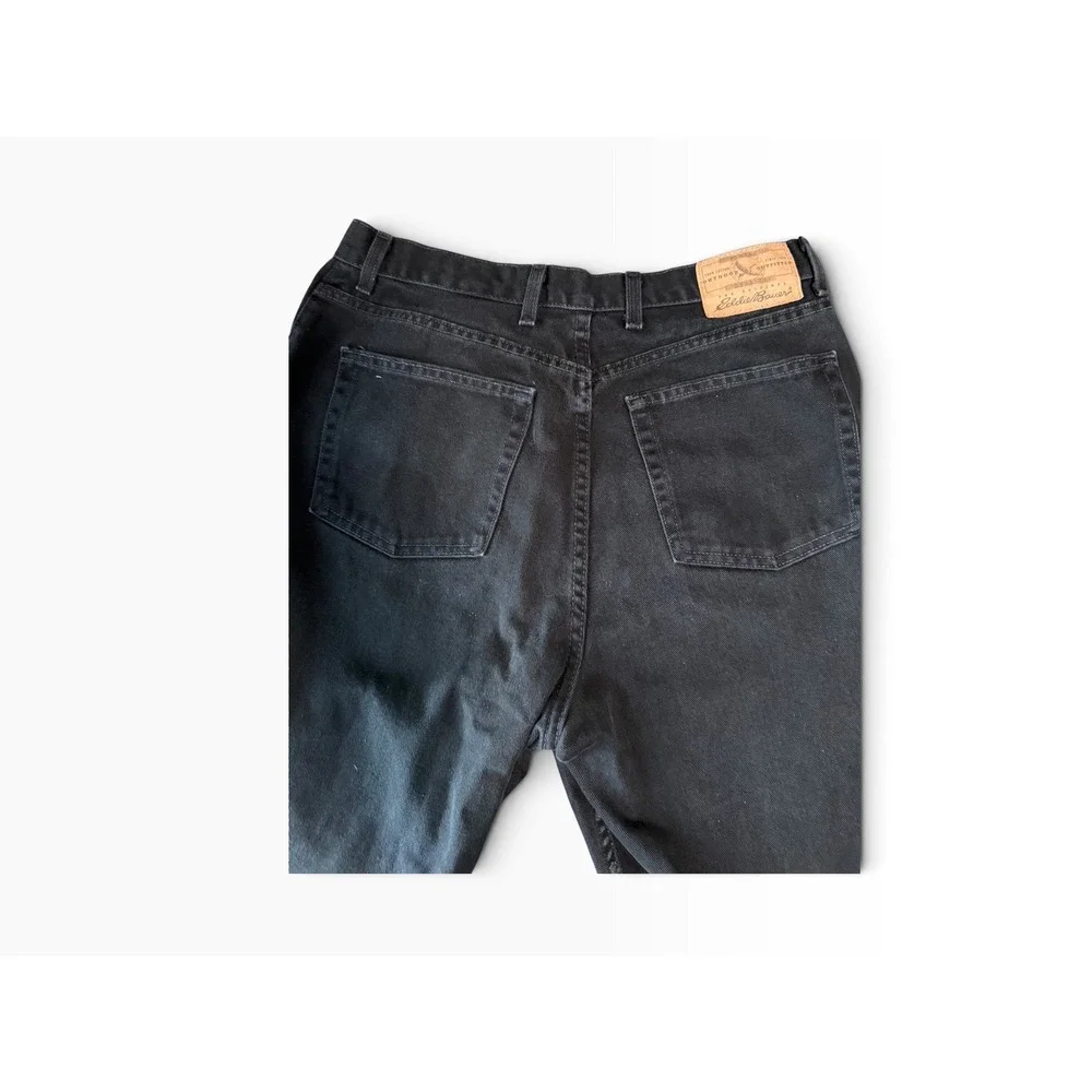 Eddie Bauer Denim Womens 14 Black High Rise Straight Leg 100% Cotton Jeans